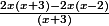 \frac{2x(x+3)-2x(x-2)}{(x+3)}
